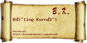 Báling Kornél névjegykártya